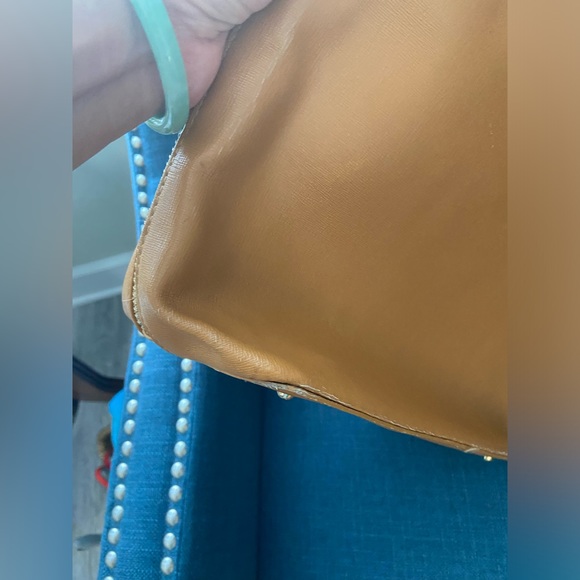 Dorse In Pelle Leather Camel Tote Bag Round Handles & Crossbody Strap Gold - Picture 7 of 17